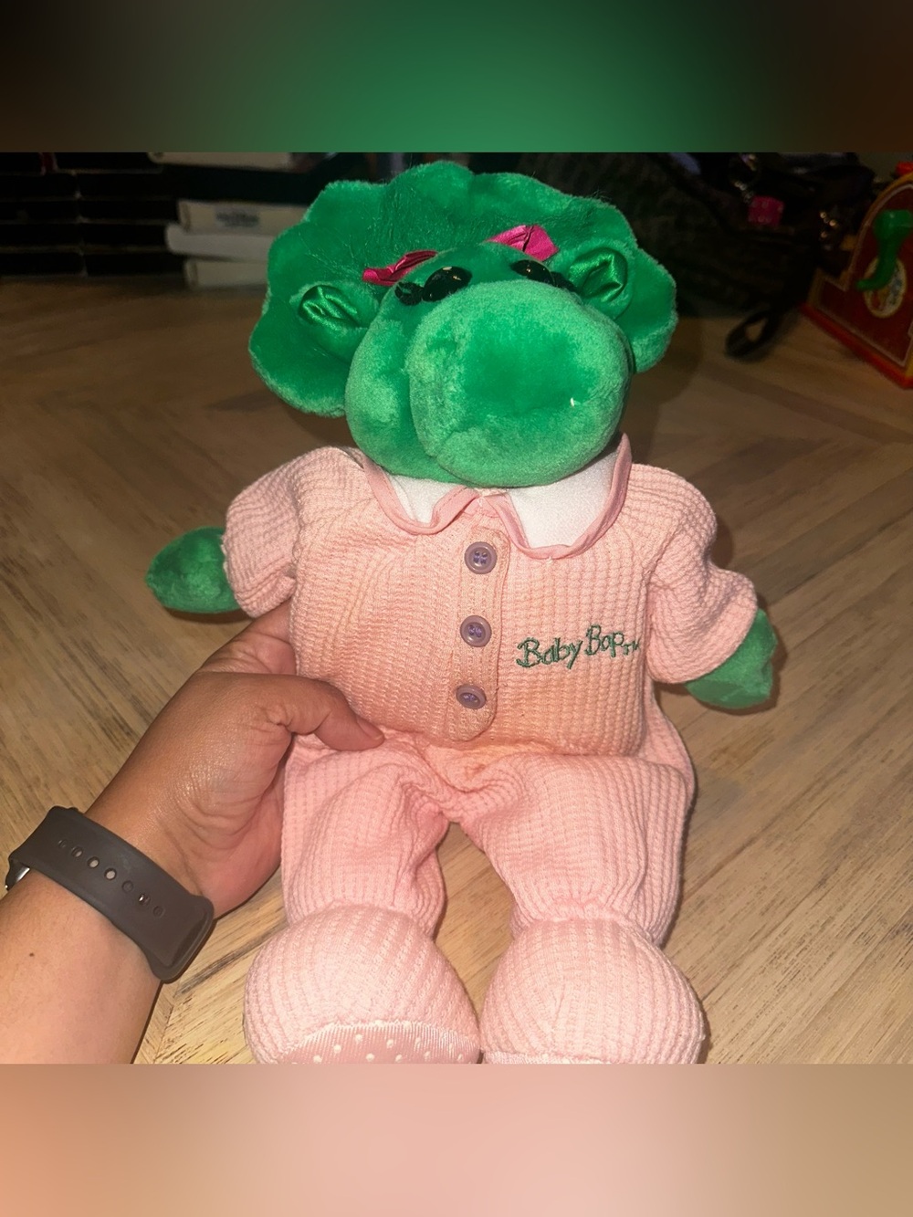 Vintage Barney Baby Bop Pink Waffle Thermal Pink Plush